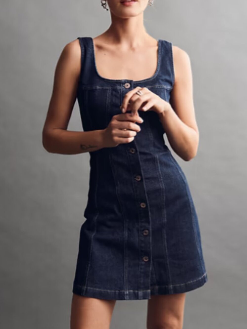 GAP Denim Button Front Mini Dress, Dark wash, Size XL, NwT